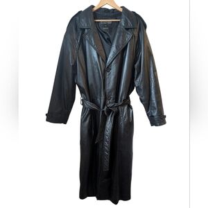 Vintage Wilsons 100% Genuine Leather Insulated Thinsulate Trench Black Coat XL